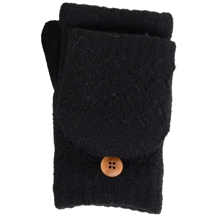 JG602_BLACK - One Dozen Ladies Convertible Fingerless Gloves