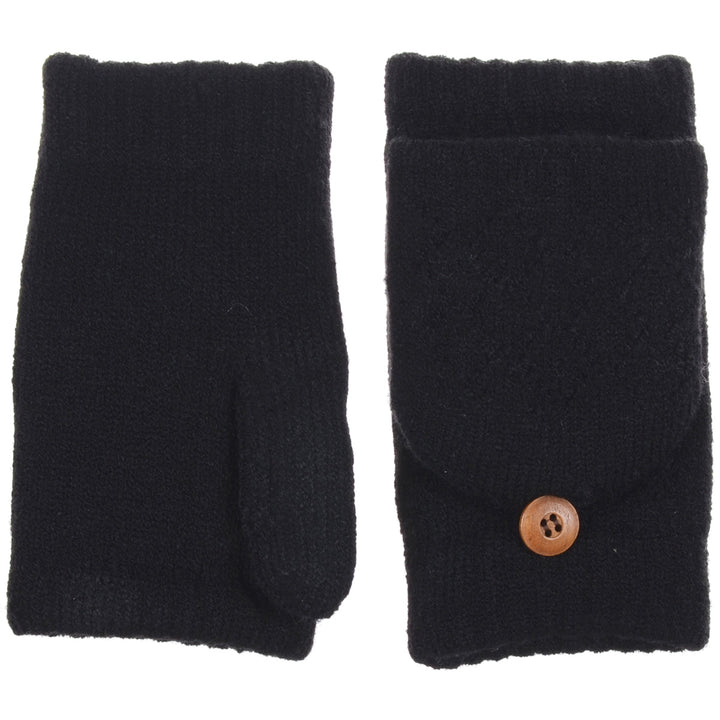 JG602_BLACK - One Dozen Ladies Convertible Fingerless Gloves