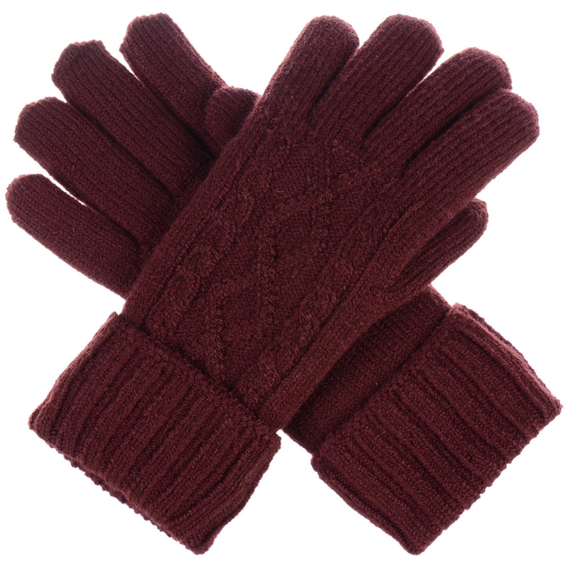 JG605 - One Dozen Solid Color Cable Knit Gloves