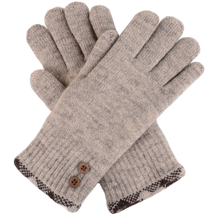 JG613 - One Dozen Ladies Two Button Double Layer Fur Lining Knit Gloves