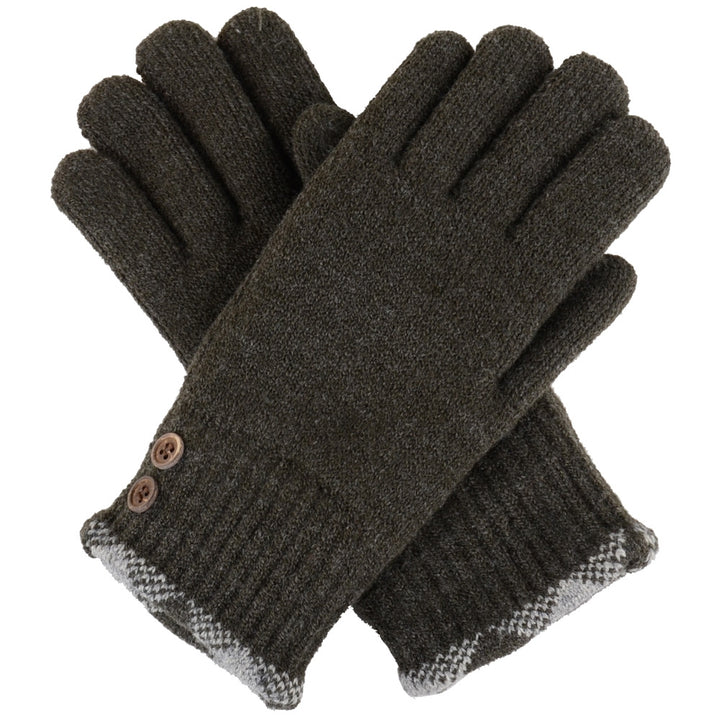 JG613 - One Dozen Ladies Two Button Double Layer Fur Lining Knit Gloves