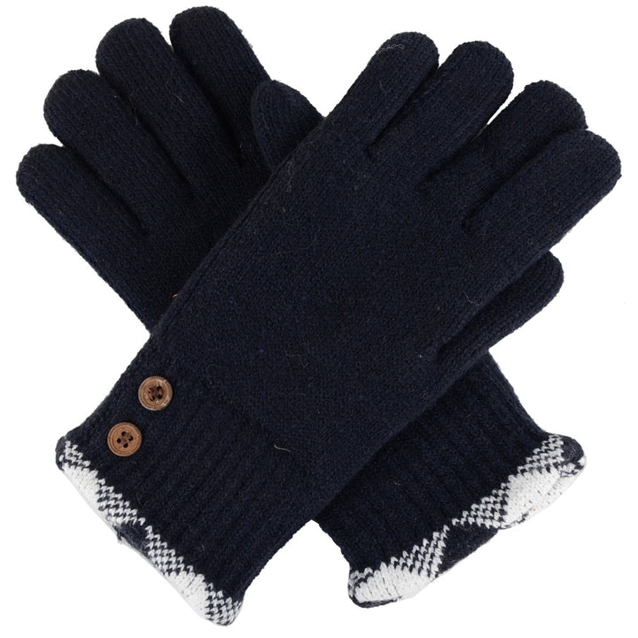 JG613 - One Dozen Ladies Two Button Double Layer Fur Lining Knit Gloves