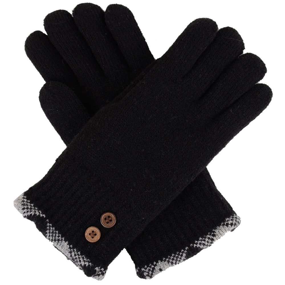 JG613 - One Dozen Ladies Two Button Double Layer Fur Lining Knit Gloves