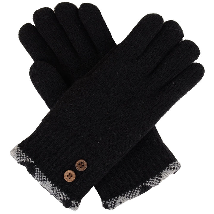 JG613 - One Dozen Ladies Two Button Double Layer Fur Lining Knit Gloves