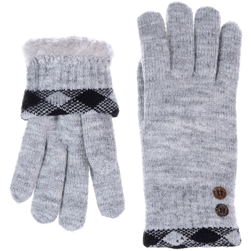 JG613 - One Dozen Ladies Two Button Double Layer Fur Lining Knit Gloves