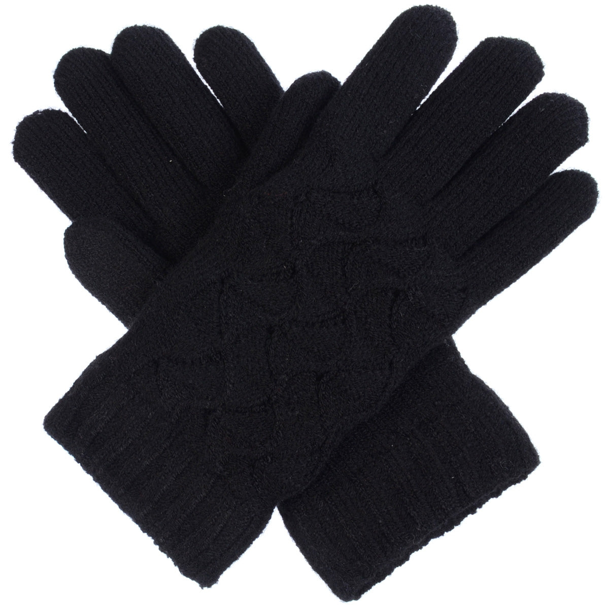 JG614 - One Dozen Ladies Solid Double Layer Fur Lining Knit Gloves