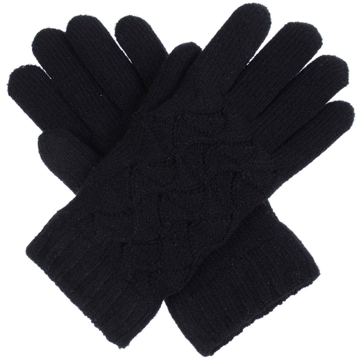 JG614 - One Dozen Ladies Solid Double Layer Fur Lining Knit Gloves