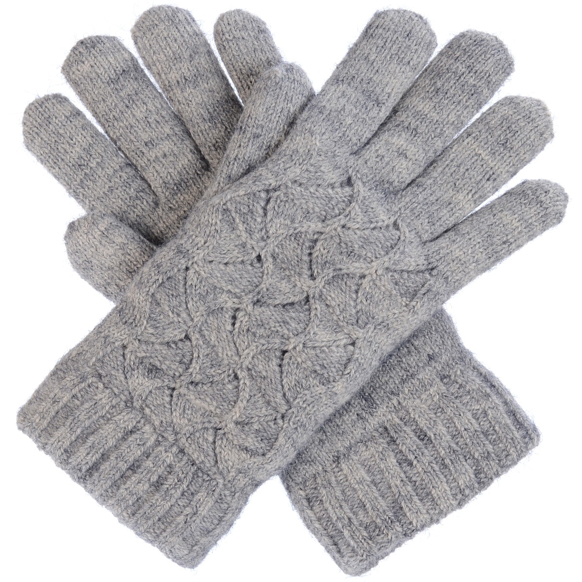 JG614 - One Dozen Ladies Solid Double Layer Fur Lining Knit Gloves