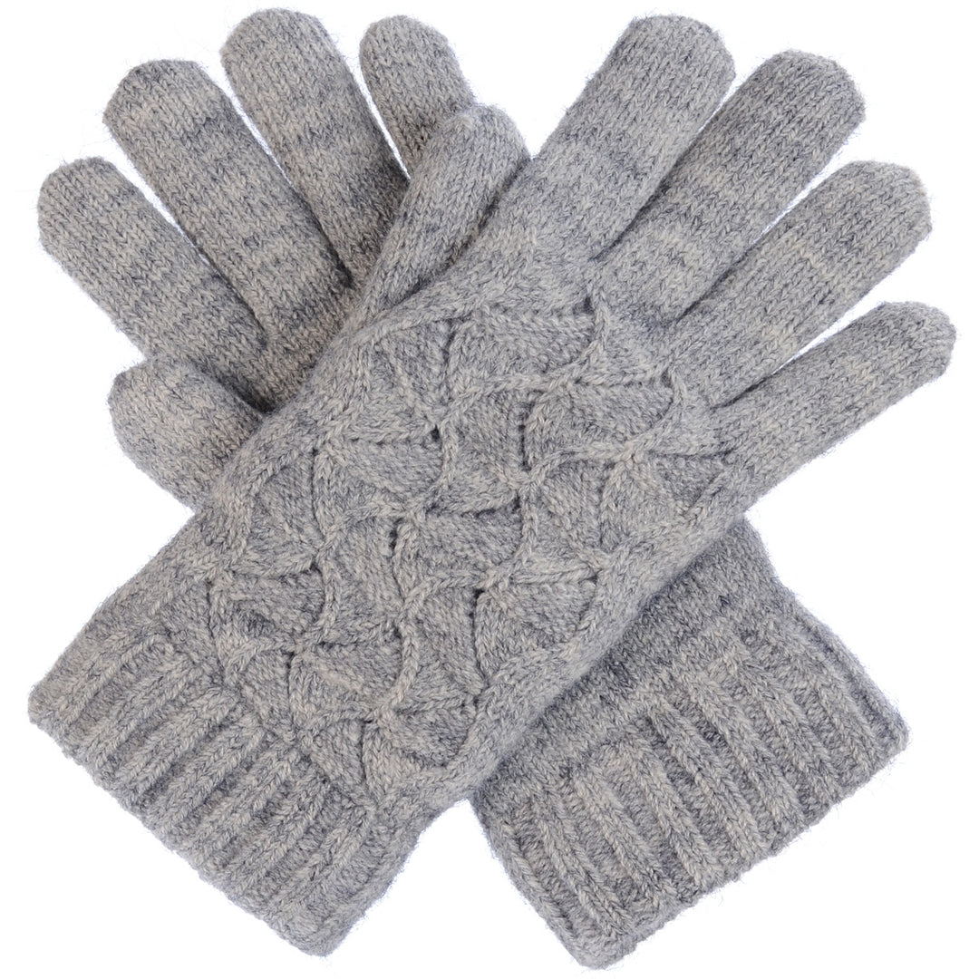 JG614 - One Dozen Ladies Solid Double Layer Fur Lining Knit Gloves
