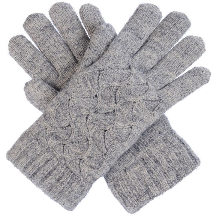 JG614 - One Dozen Ladies Solid Double Layer Fur Lining Knit Gloves