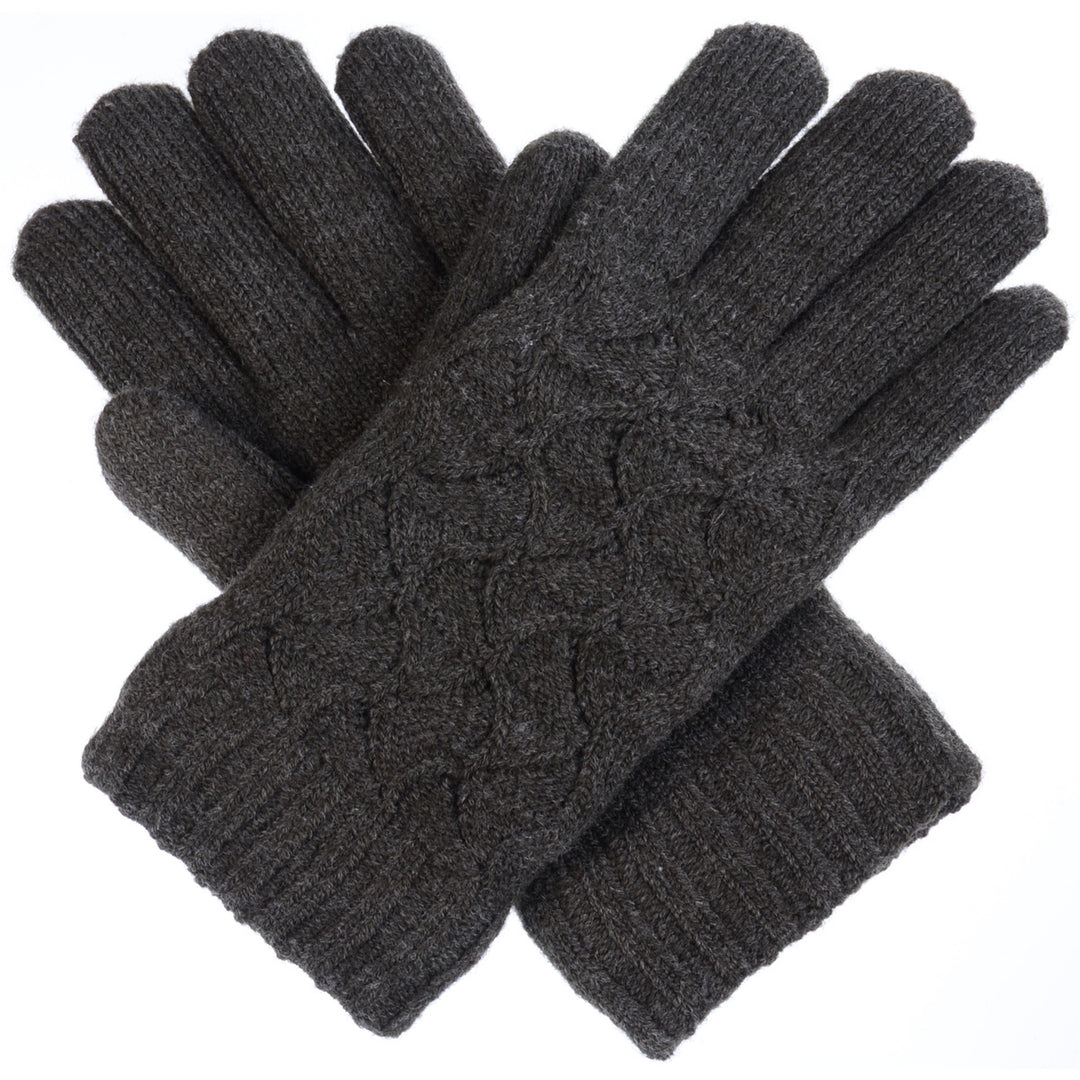 JG614 - One Dozen Ladies Solid Double Layer Fur Lining Knit Gloves