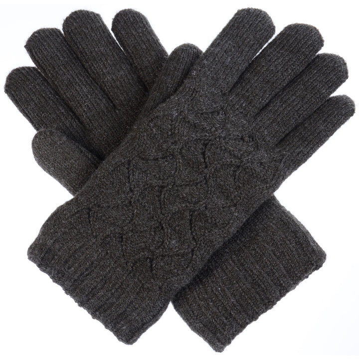 JG614 - One Dozen Ladies Solid Double Layer Fur Lining Knit Gloves