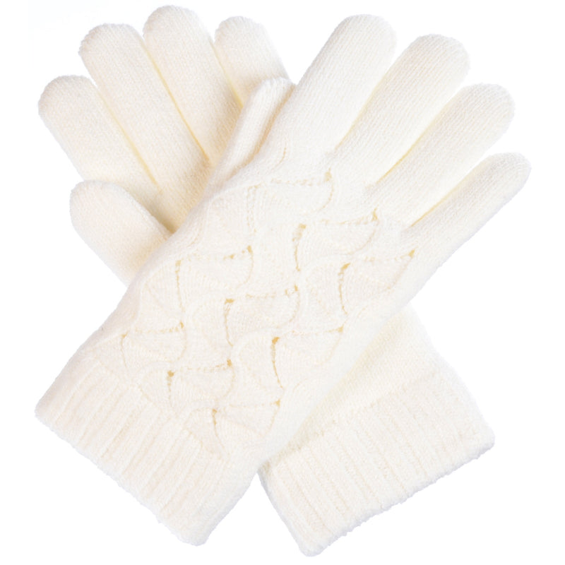 JG614 - One Dozen Ladies Solid Double Layer Fur Lining Knit Gloves