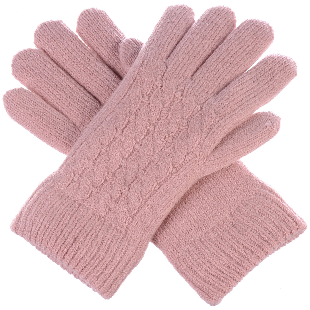 JG622P - One Dozen Ladies Knit Double Layer Fur Lining Knit Gloves