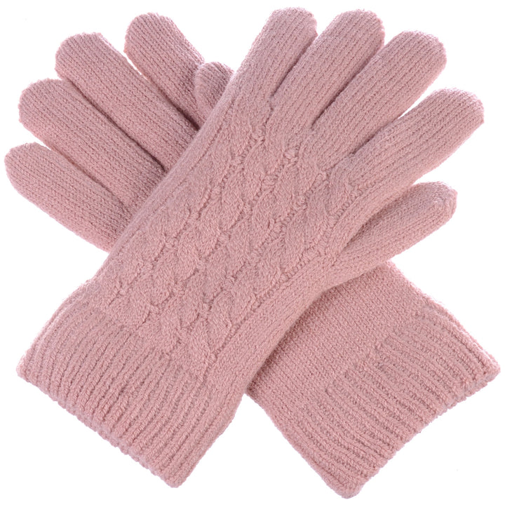 JG622P - One Dozen Ladies Knit Double Layer Fur Lining Knit Gloves