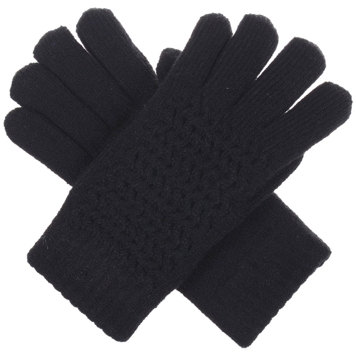 JG703 - One Dozen Ladies Solid Double Layer Fur Lining Knit Gloves
