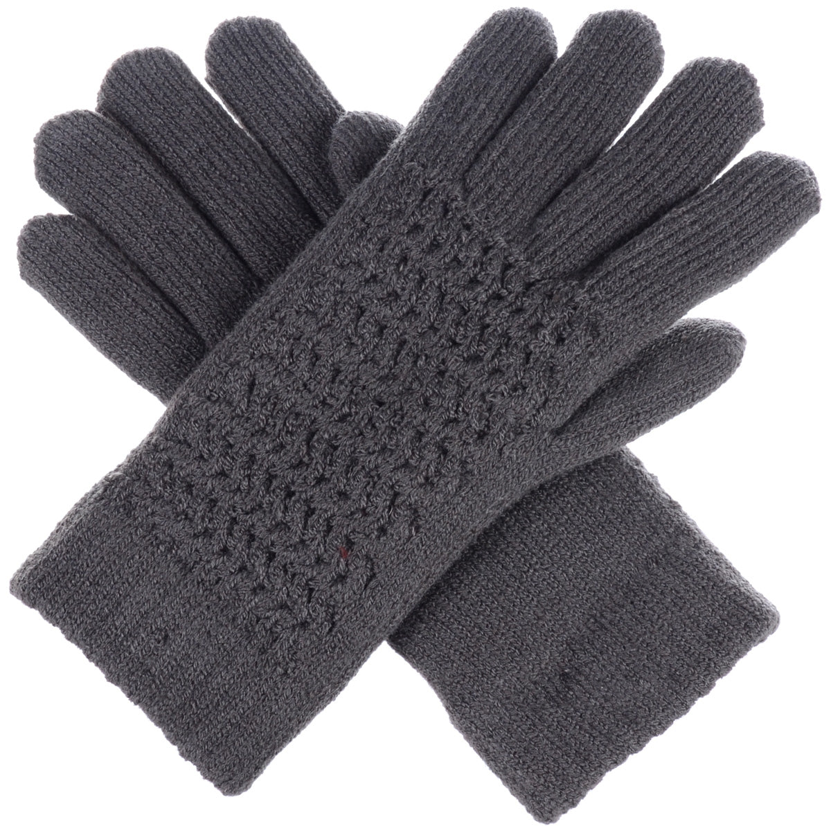 JG703 - One Dozen Ladies Solid Double Layer Fur Lining Knit Gloves
