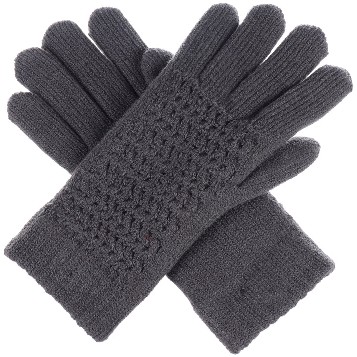 JG703 - One Dozen Ladies Solid Double Layer Fur Lining Knit Gloves