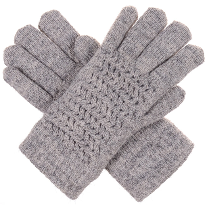 JG703 - One Dozen Ladies Solid Double Layer Fur Lining Knit Gloves