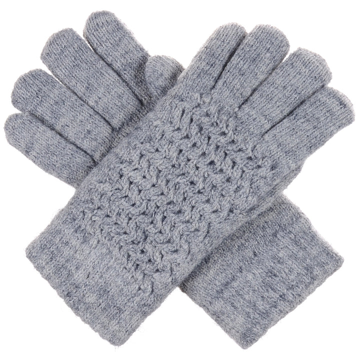 JG703 - One Dozen Ladies Solid Double Layer Fur Lining Knit Gloves