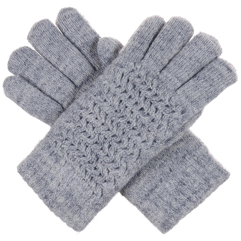 JG703 - One Dozen Ladies Solid Double Layer Fur Lining Knit Gloves