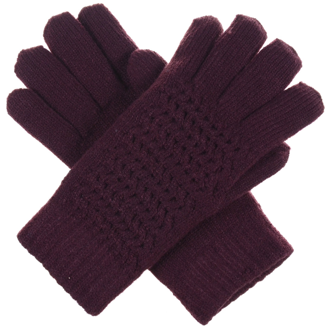 JG703 - One Dozen Ladies Solid Double Layer Fur Lining Knit Gloves