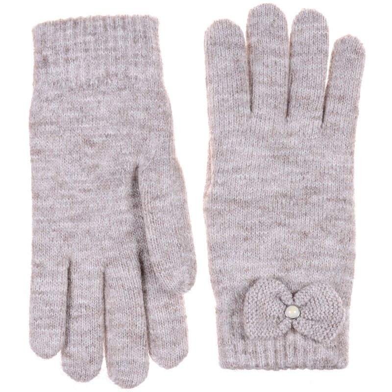 JG704 - One Dozen Ladies Double Layer Fur Lining Knit Ribbon accent  Gloves