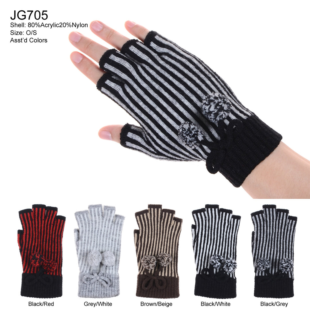 JG705 - One Dozen Stripe Finger less Gloves