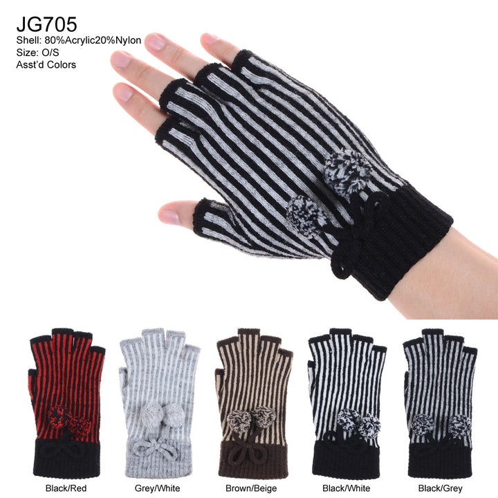 JG705 - One Dozen Stripe Finger less Gloves