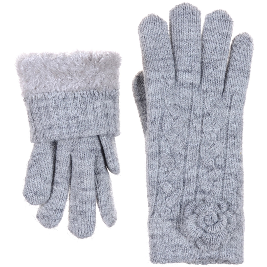 JG706 - One Dozen Ladies Soft inside Fur Lining Flower Accent Gloves