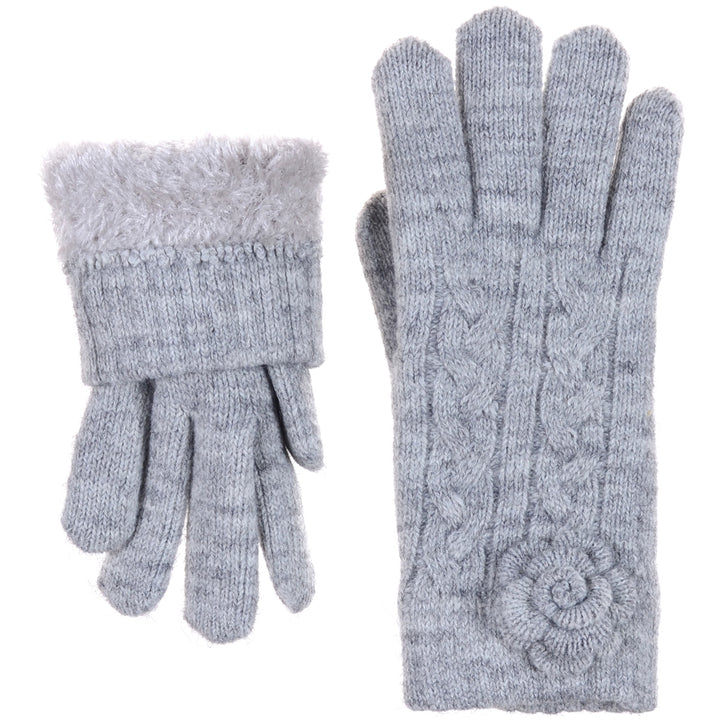 JG706 - One Dozen Ladies Soft inside Fur Lining Flower Accent Gloves