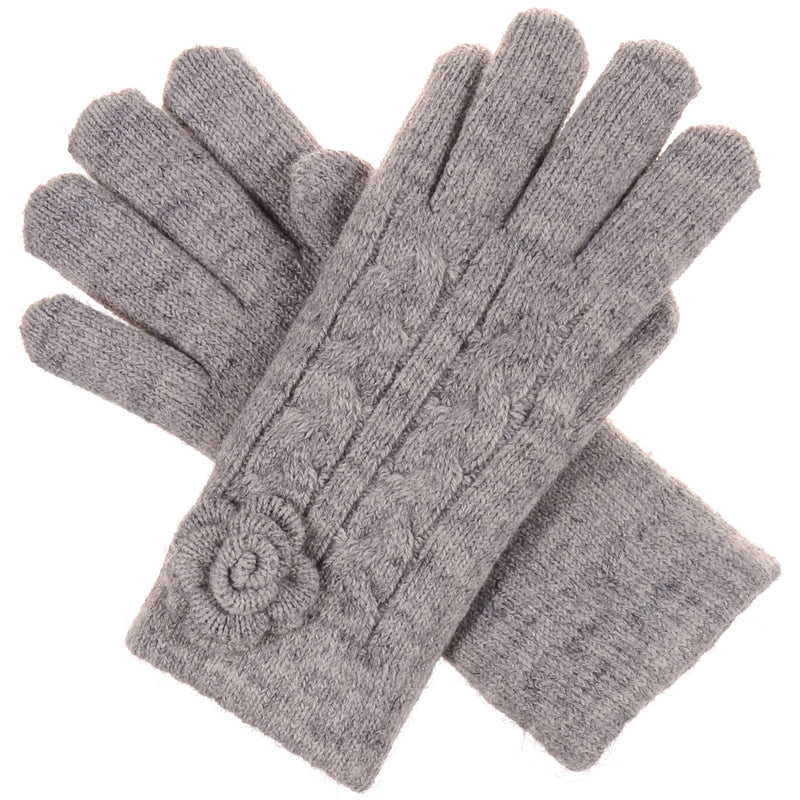 JG706 - One Dozen Ladies Soft inside Fur Lining Flower Accent Gloves