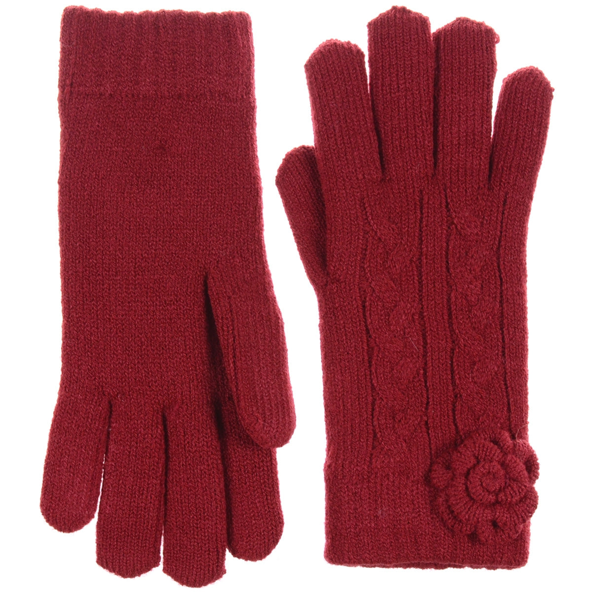 JG706 - One Dozen Ladies Soft inside Fur Lining Flower Accent Gloves