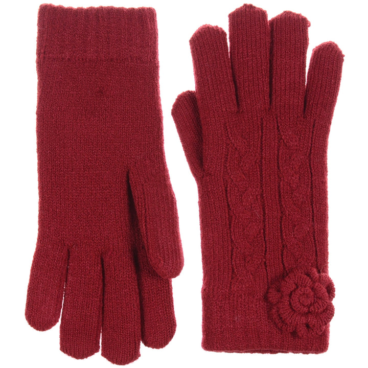 JG706 - One Dozen Ladies Soft inside Fur Lining Flower Accent Gloves