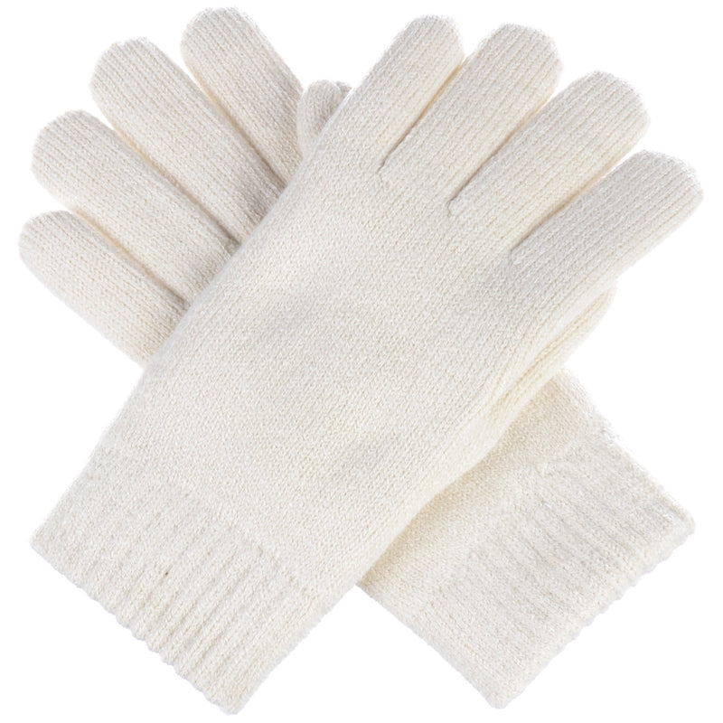 JG709 - One Dozen Ladies Toasty Warm Plush fleece Lined Knit Glove in Solid color