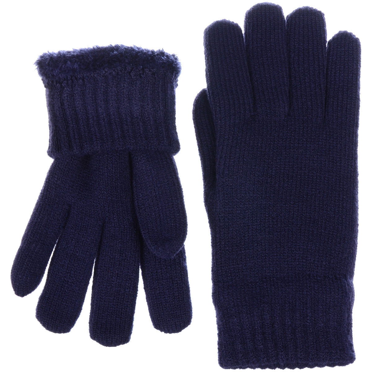 JG709 - One Dozen Ladies Toasty Warm Plush fleece Lined Knit Glove in Solid color