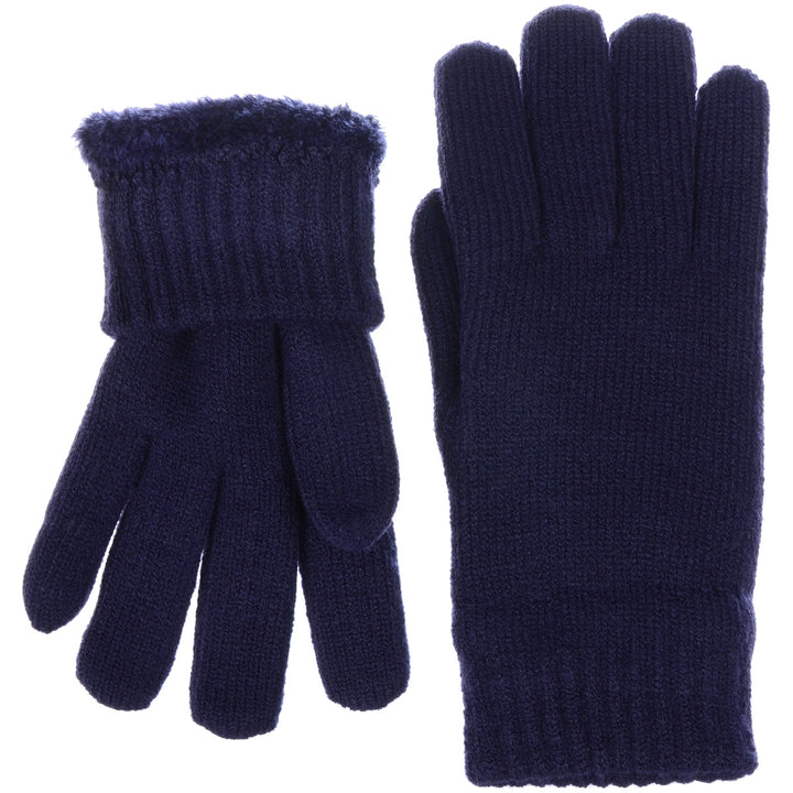 JG709 - One Dozen Ladies Toasty Warm Plush fleece Lined Knit Glove in Solid color