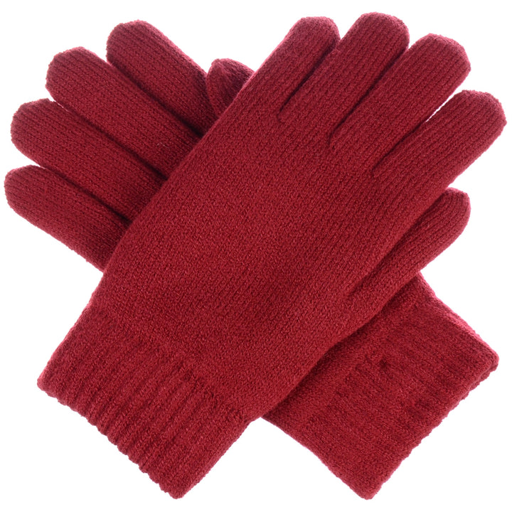 JG709 - One Dozen Ladies Toasty Warm Plush fleece Lined Knit Glove in Solid color