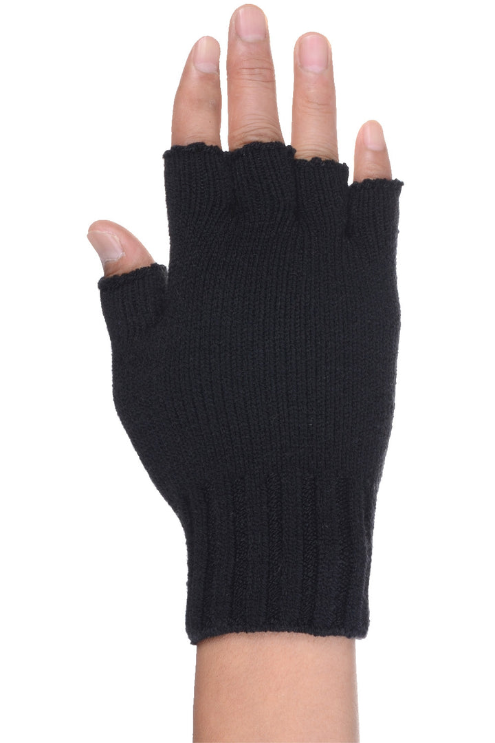 JG728 - One Dozen Unisex Solid Soft One Layer Half Finger Fingerless Knitted Gloves