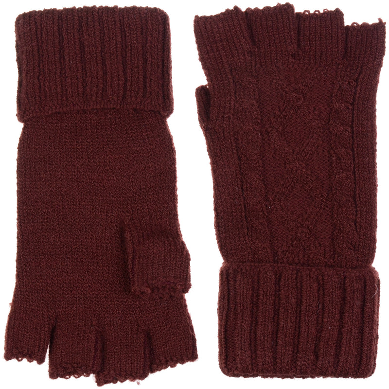 JG729 - One Dozen Unisex Everyday Soft Solid Cable Knitted Half Finger Fingerless Gloves