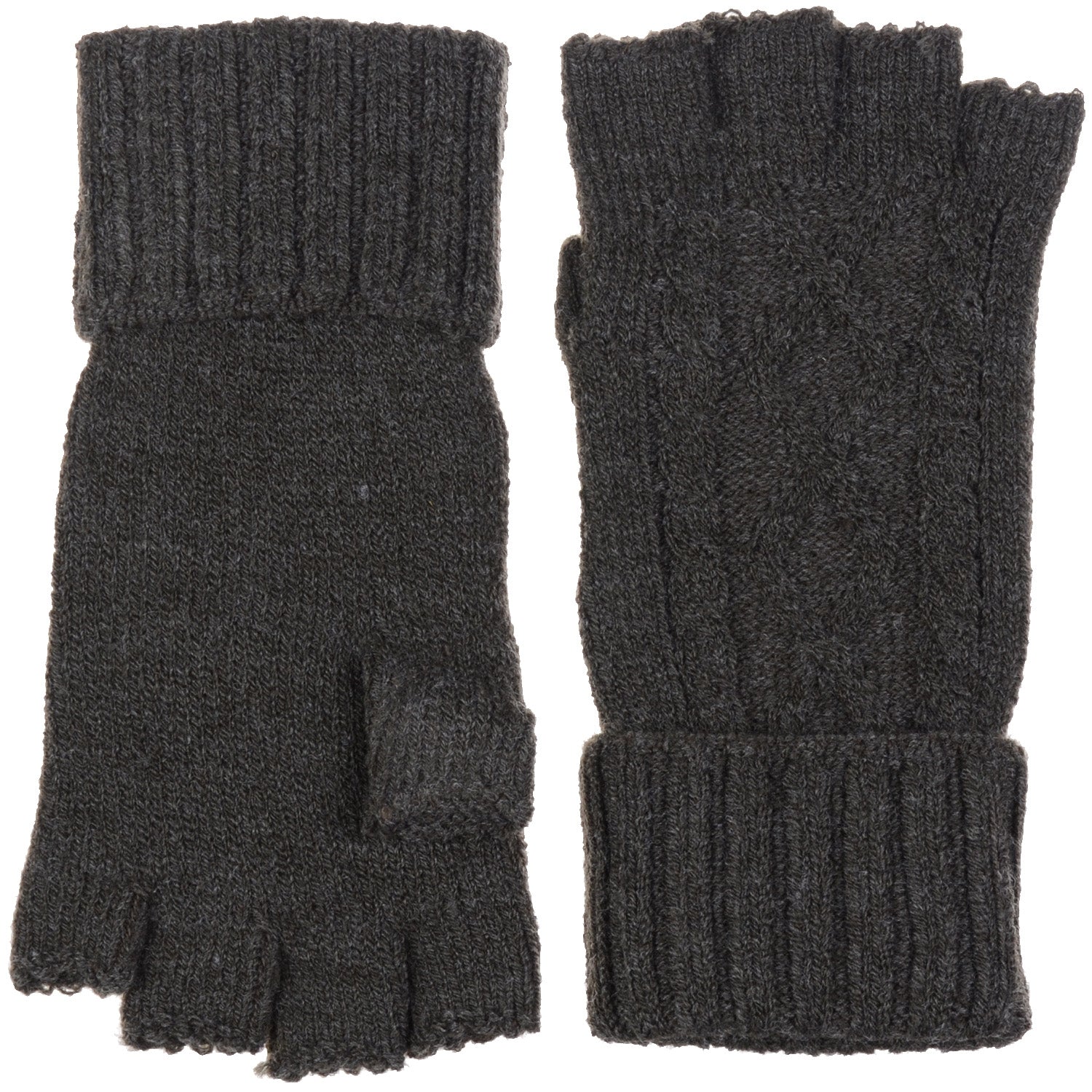 JG729 - One Dozen Unisex Everyday Soft Solid Cable Knitted Half Finger Fingerless Gloves