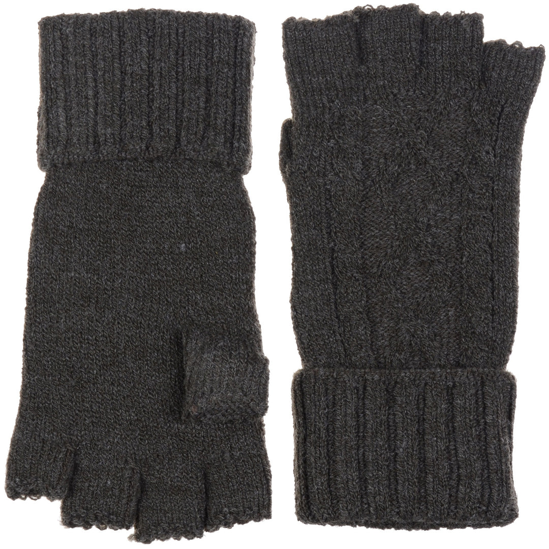 JG729 - One Dozen Unisex Everyday Soft Solid Cable Knitted Half Finger Fingerless Gloves