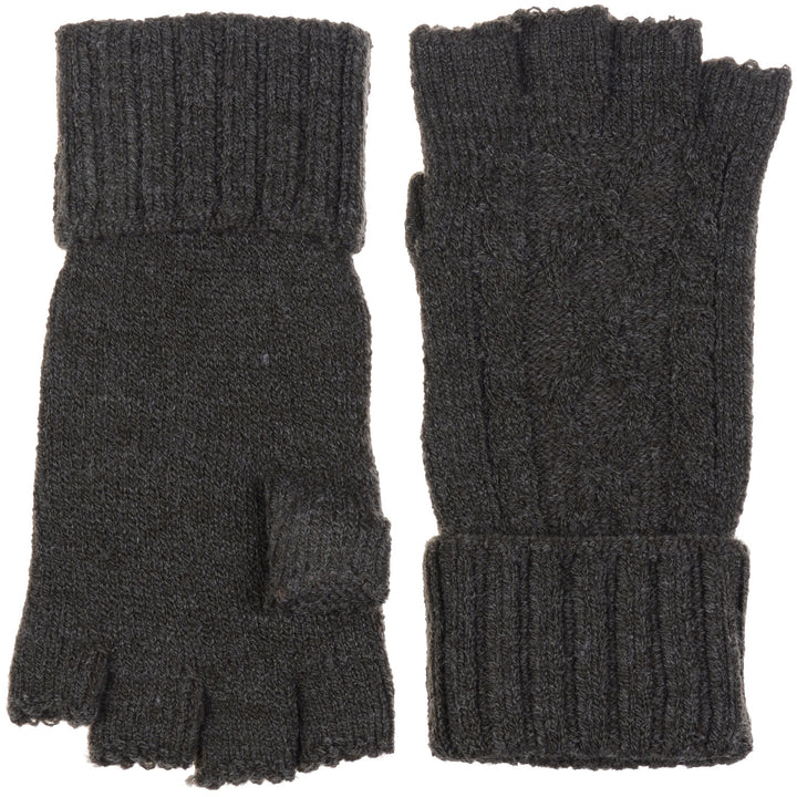 JG729 - One Dozen Unisex Everyday Soft Solid Cable Knitted Half Finger Fingerless Gloves