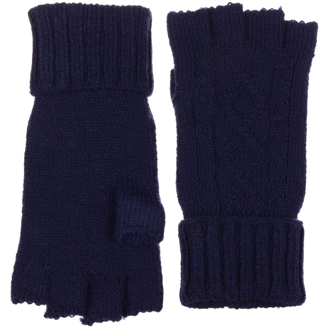 JG729 - One Dozen Unisex Everyday Soft Solid Cable Knitted Half Finger Fingerless Gloves