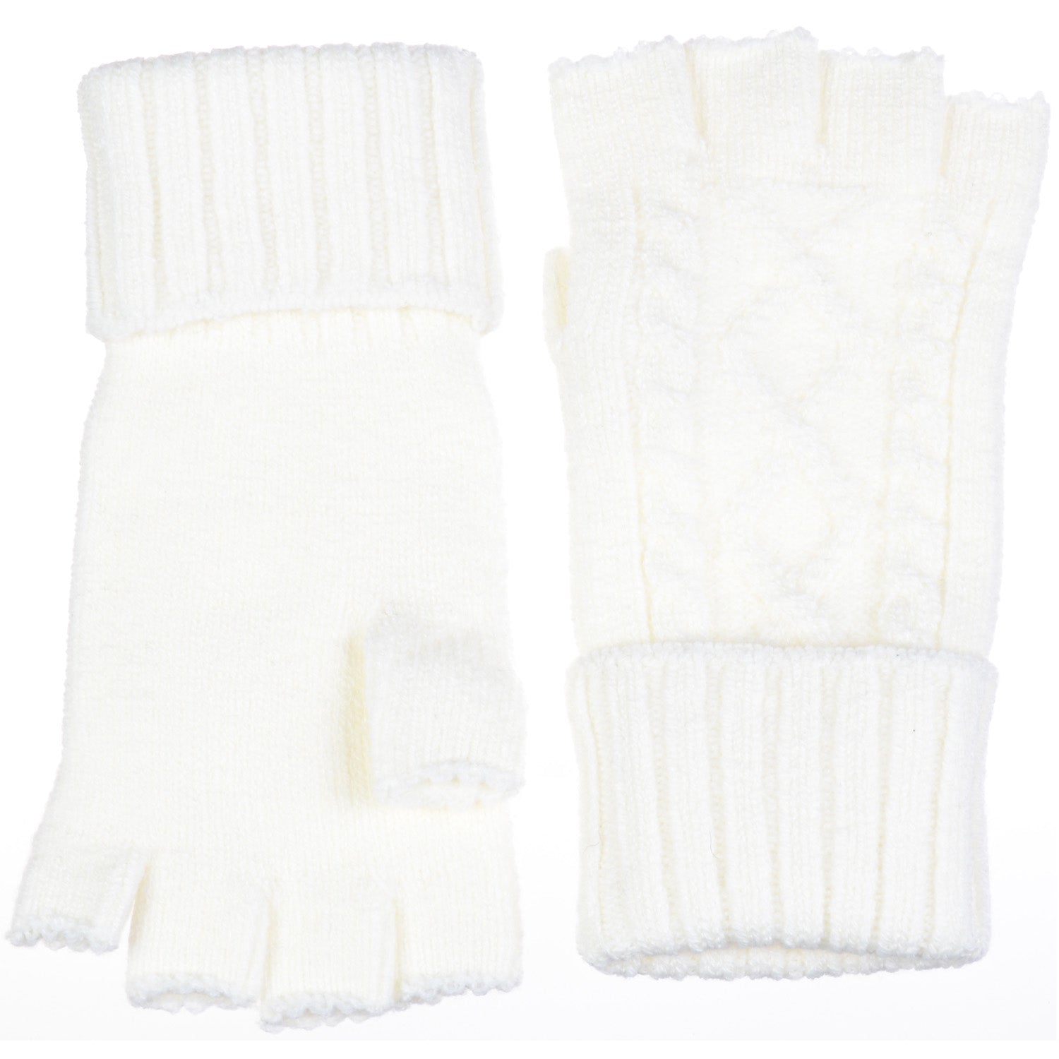 JG729 - One Dozen Unisex Everyday Soft Solid Cable Knitted Half Finger Fingerless Gloves