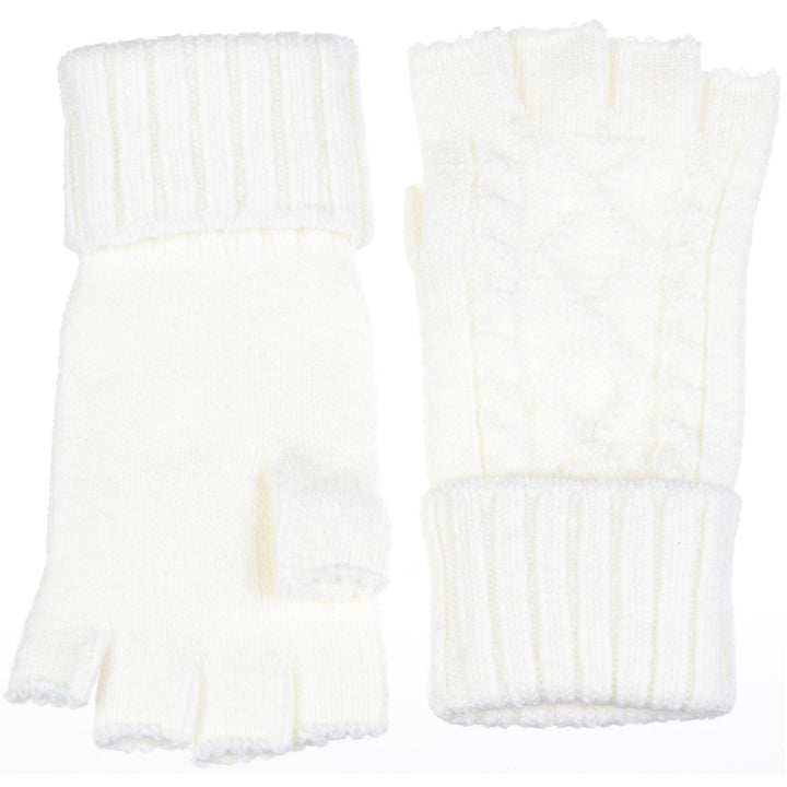 JG729 - One Dozen Unisex Everyday Soft Solid Cable Knitted Half Finger Fingerless Gloves