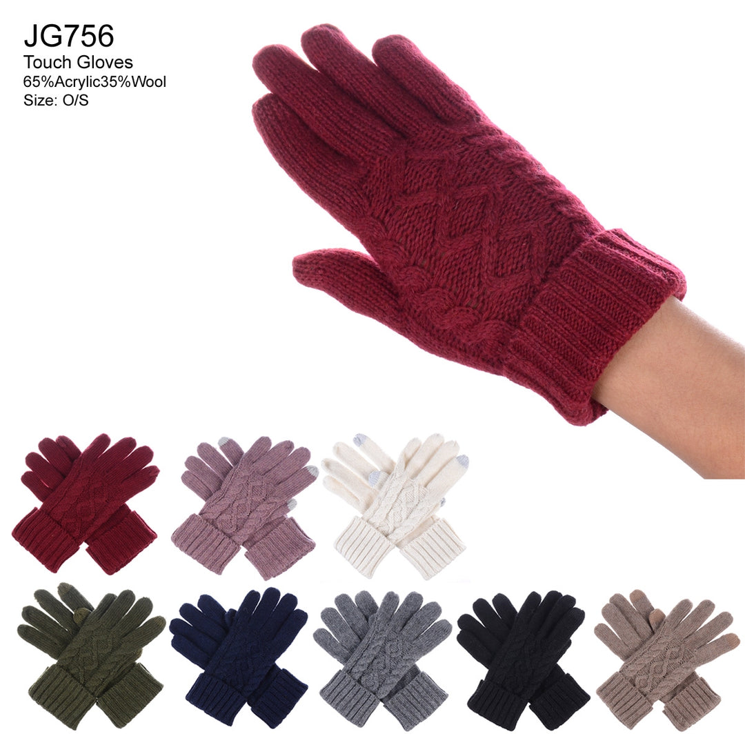 JG756 - One Dozen Crochet Knitted Cable Texting Gloves