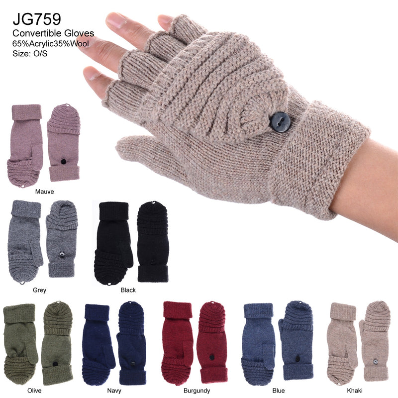 JG759 - One Dozen Unisex Fingerless Glove w/ Flip Cover