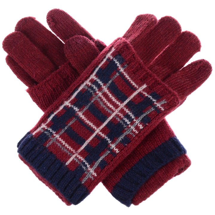 JG763 - One Dozen Reinforce Plaid Pattern Hand Warmer Glove Combo
