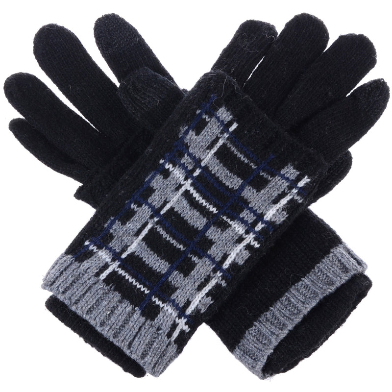 JG763 - One Dozen Reinforce Plaid Pattern Hand Warmer Glove Combo